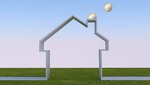 Una casa en 3D de la que salen por la chimenea un par de monedas de un euro